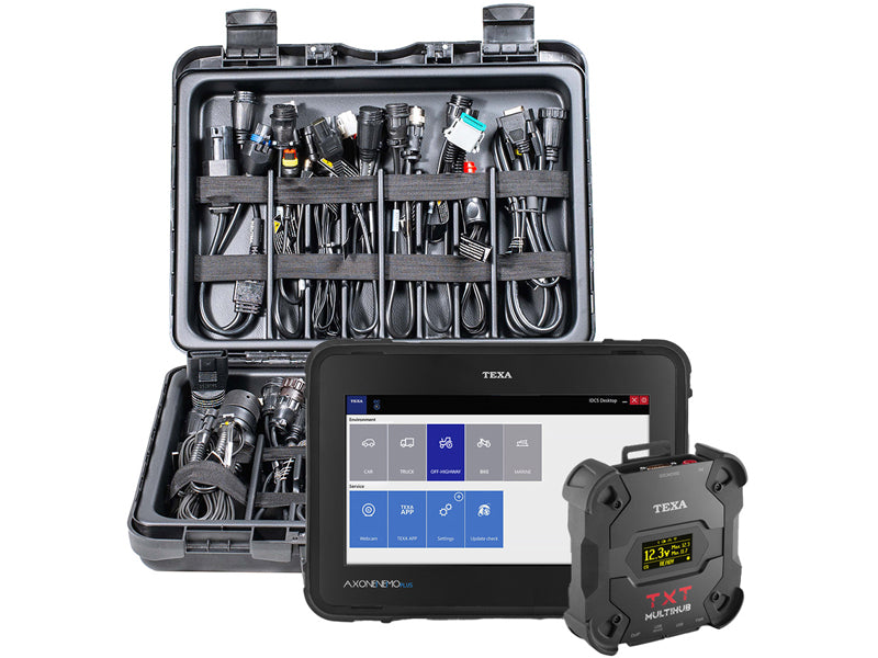 Cutting Edge Automotive Solutions - TEXA Off-Highway Diagnostic Kit w/ AXONE Plus Tablet, Essential Cables, and Navigator TXT MULTIHUB