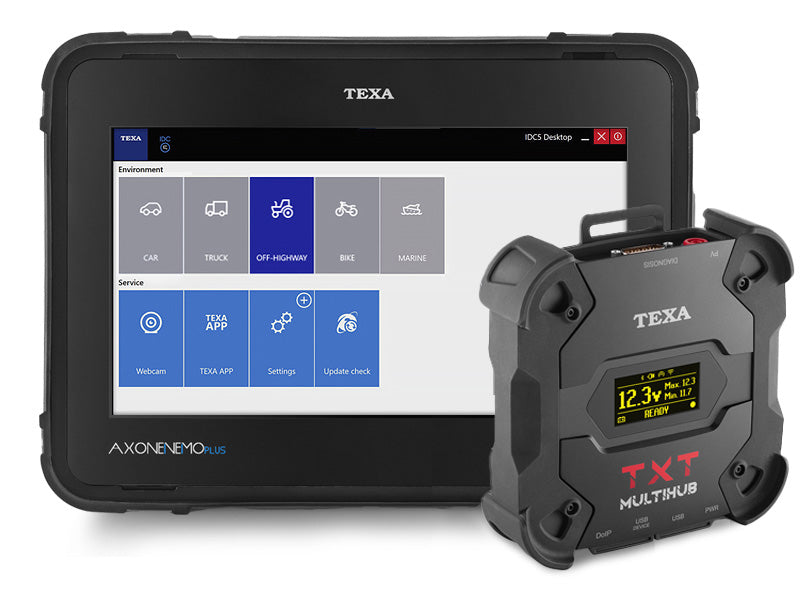 Cutting Edge Automotive Solutions - TEXA Off-Highway Diagnostic Kit w/ AXONE Nemo Plus Tablet and Navigator TXT MULTIHUB