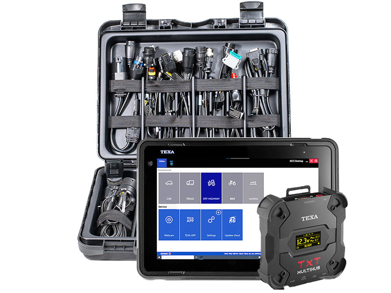 Cutting Edge Automotive Solutions - TEXA Off-Highway Diagnostic Kit w/ AXONE Voice Tablet, Essential Cables, and Navigator TXT MULTIHUB